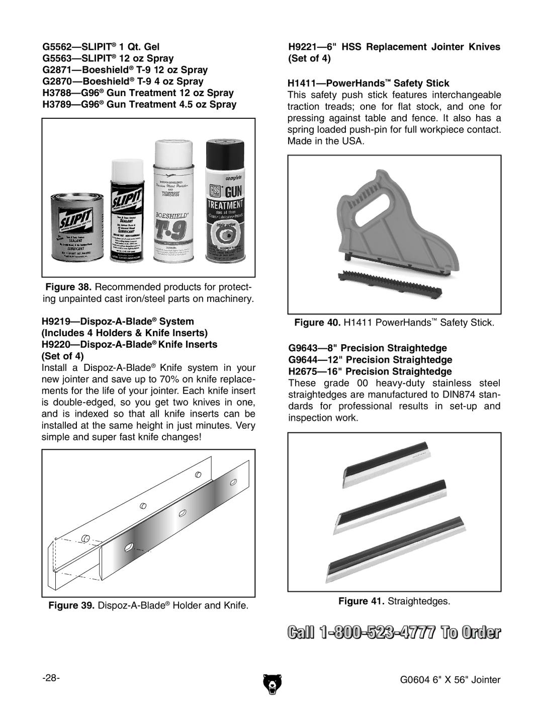 Grizzly G0604 owner manual Dispoz-A-BladeHolder and Knife 