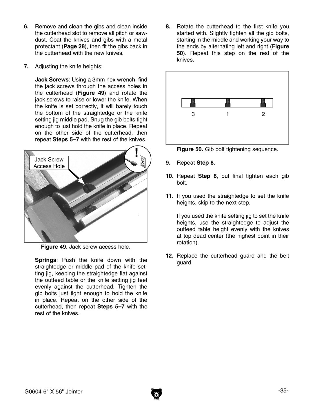 Grizzly G0604 owner manual 