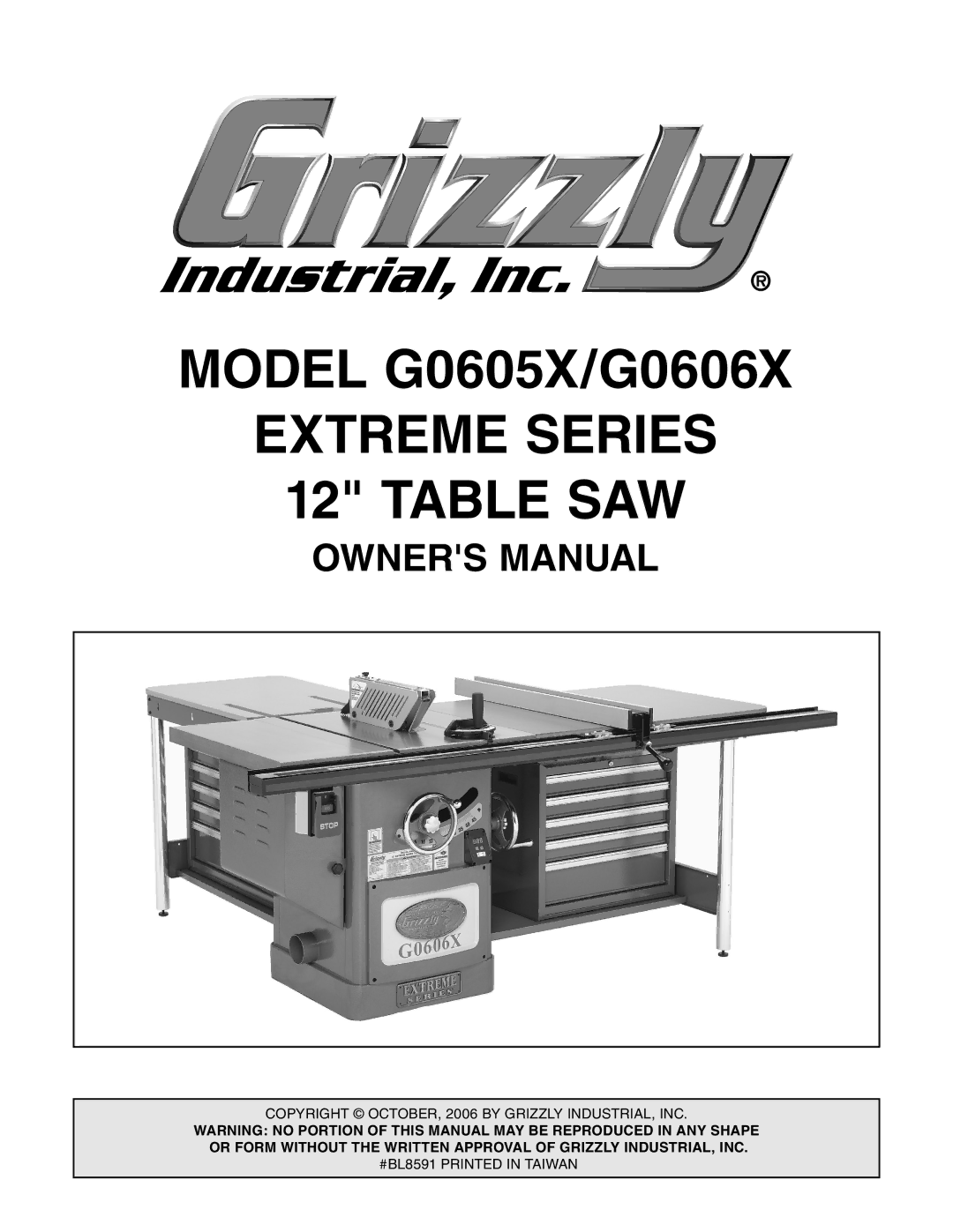 Grizzly G0606X, G0605X owner manual Extreme Series Table SAW 