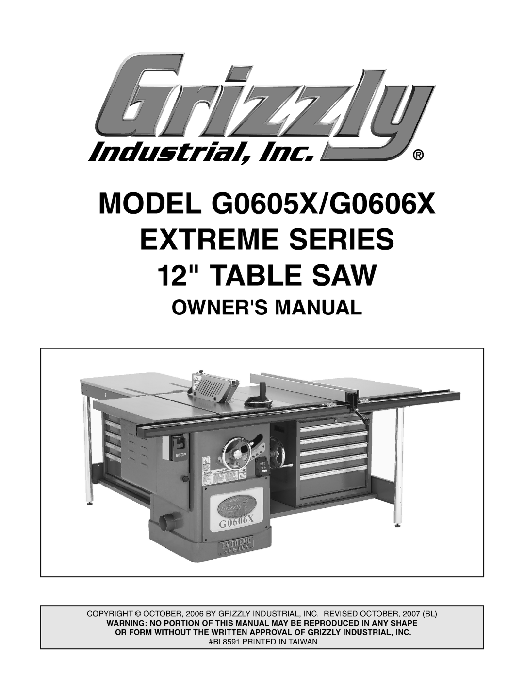 Grizzly G0605X/G0606X owner manual Extreme Series Table SAW 