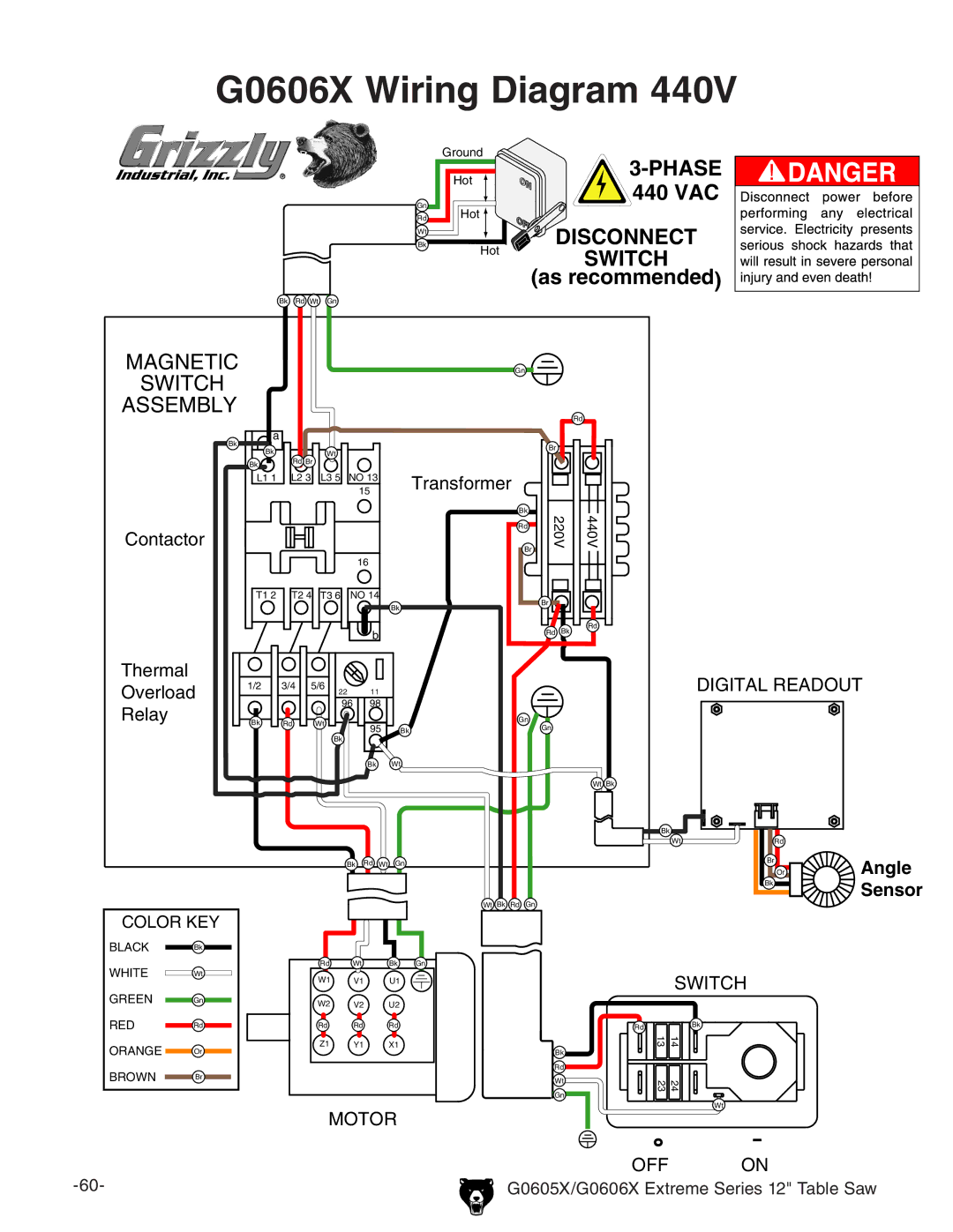 Grizzly G0605X/G0606X owner manual G0606X Wiring Diagram 