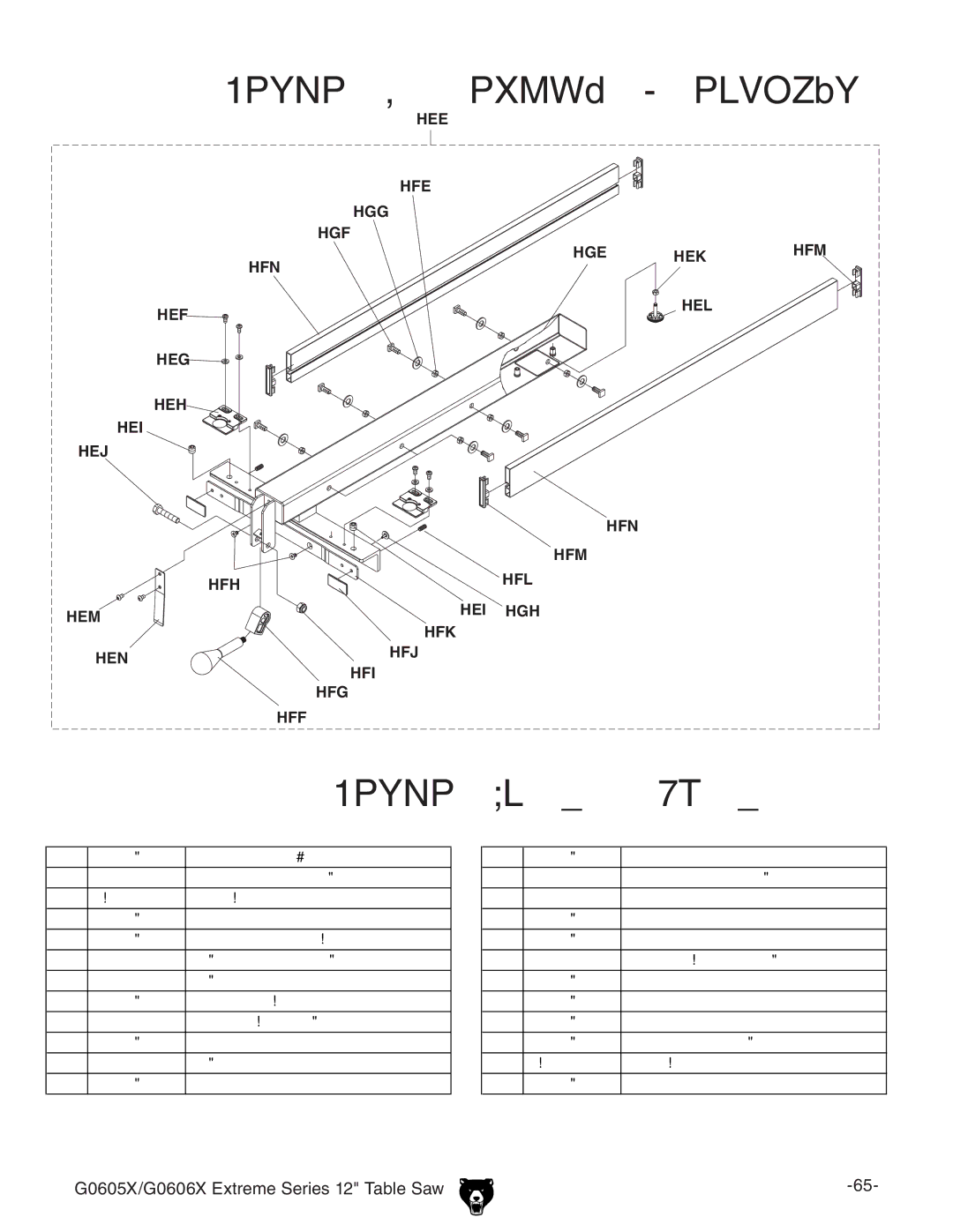 Grizzly G0605X/G0606X owner manual Fence Assembly Breakdown Fence Parts List 