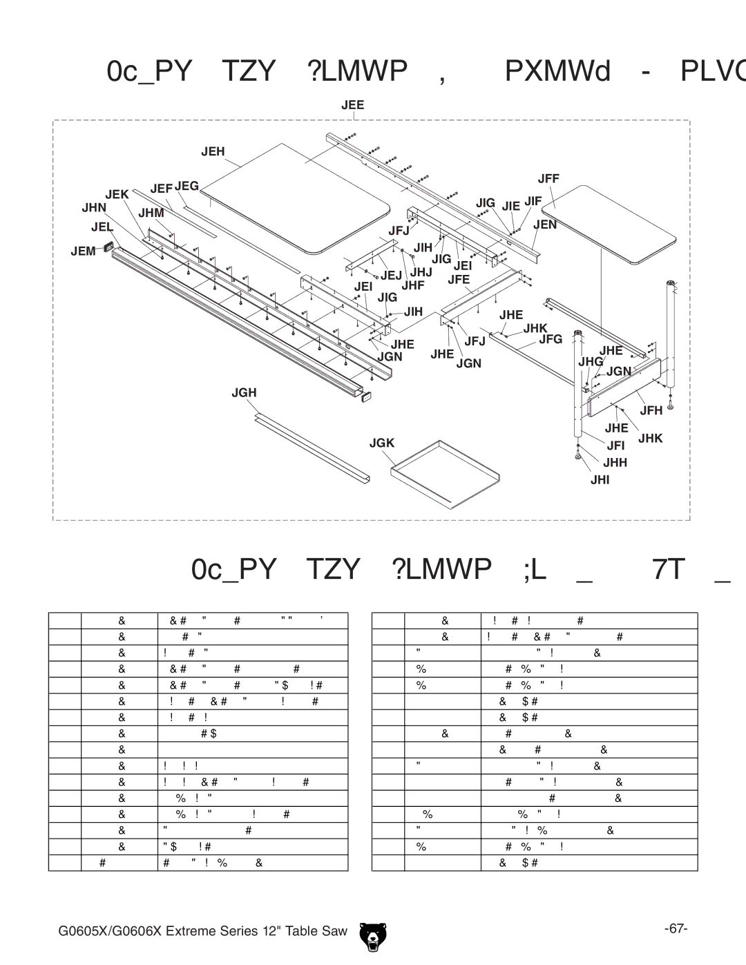 Grizzly G0605X/G0606X owner manual Extension Table Assembly 