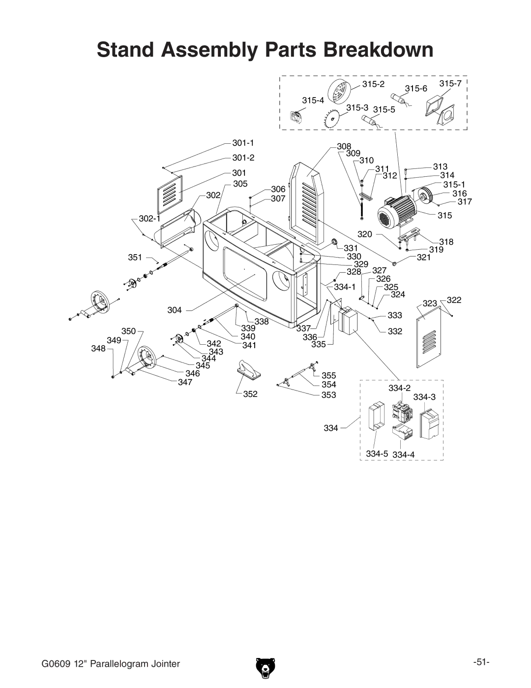 Grizzly G0609 owner manual Stand Assembly Parts Breakdown 