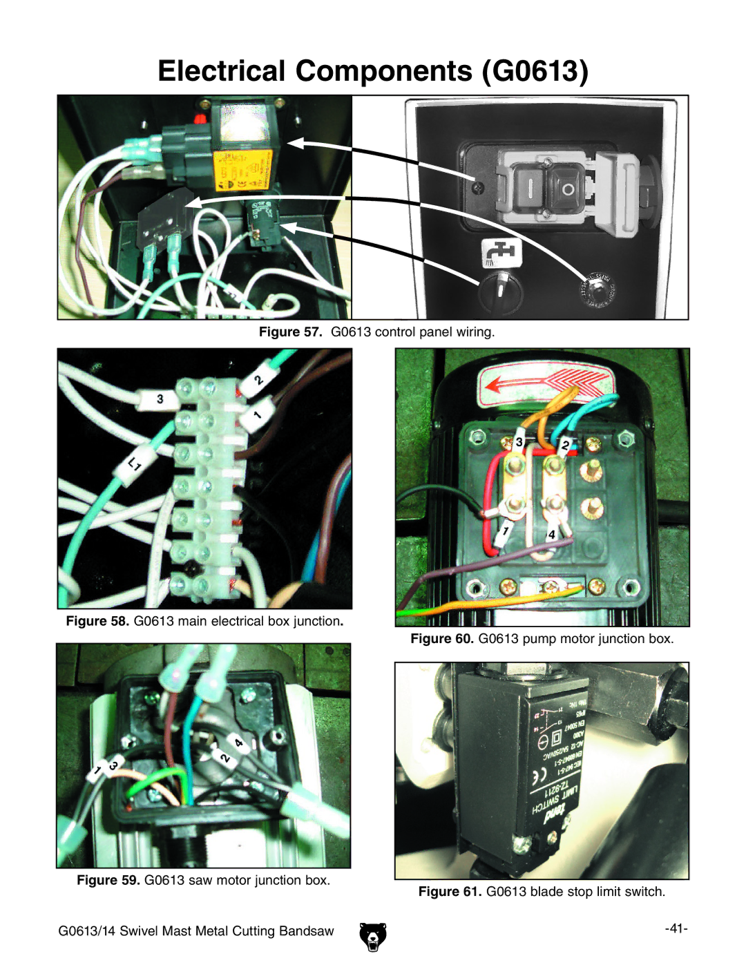 Grizzly G0614 owner manual Electrical Components G0613, G0613 control panel wiring 