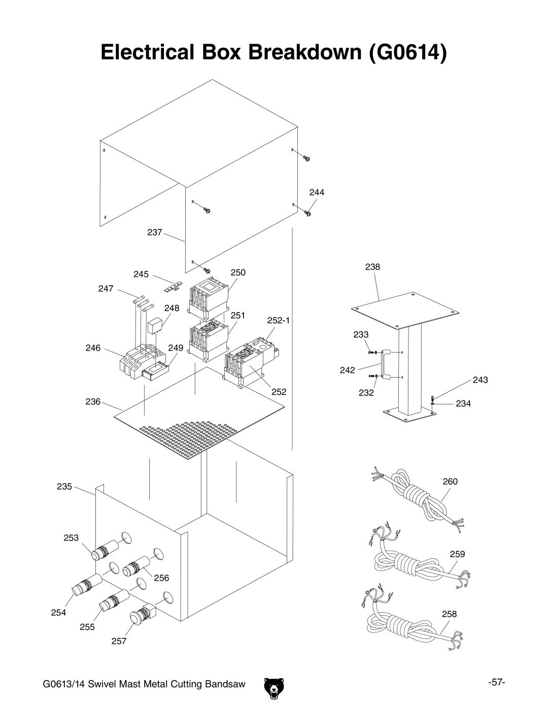 Grizzly G0613 owner manual Electrical Box Breakdown G0614 