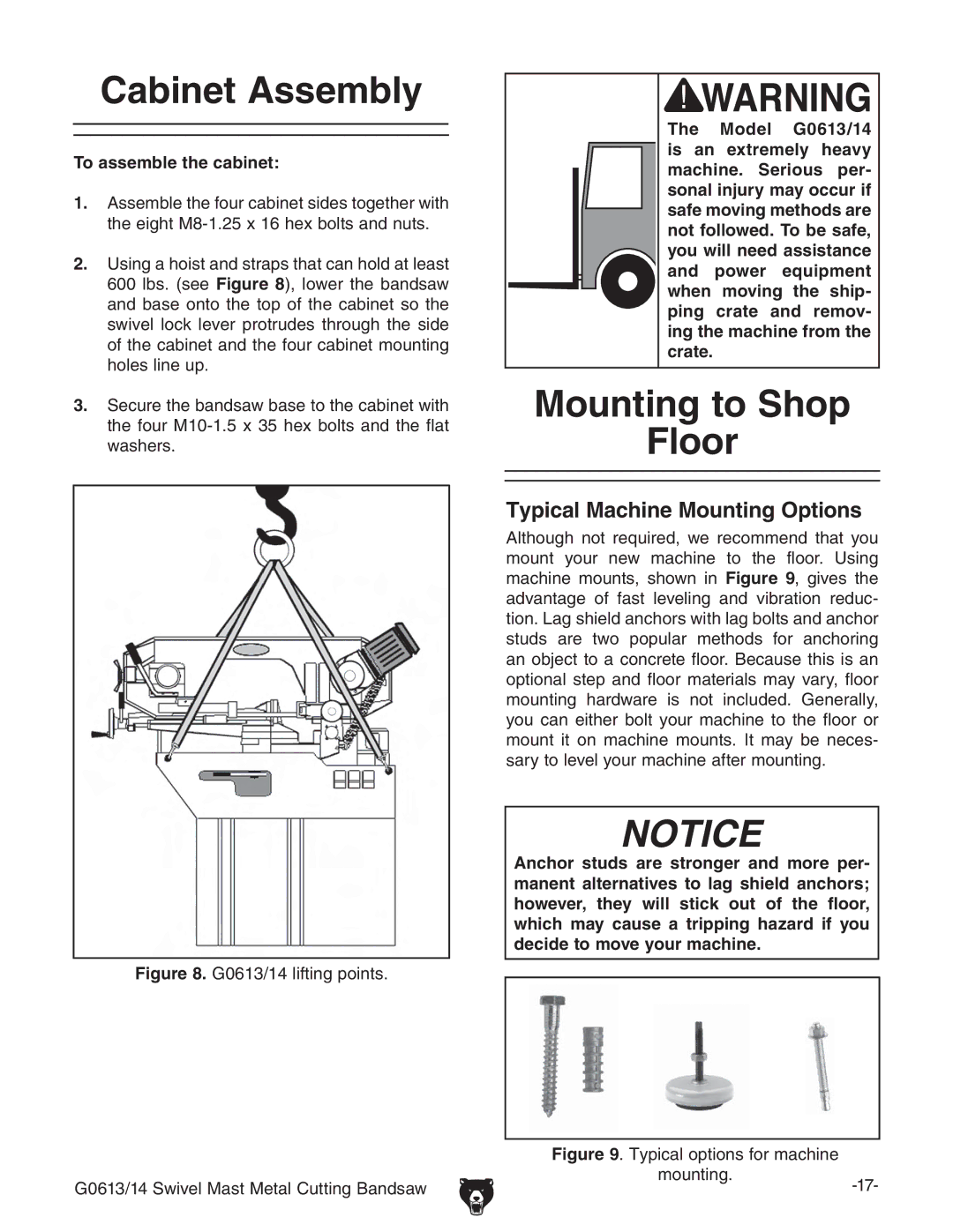 Grizzly G0613 manual #Abinete!Ssembly, Ounting TOO3HOP Loor, 4O Assemble the CABINET, Igure  %+&$&aic\edcih# 