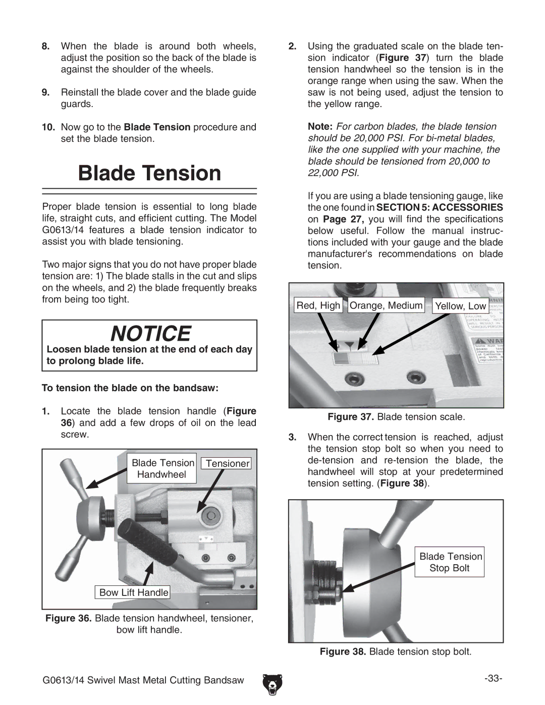 Grizzly G0613 manual LADEE4ENSION, GZY!=\ DgVc\Z!BZYjb 