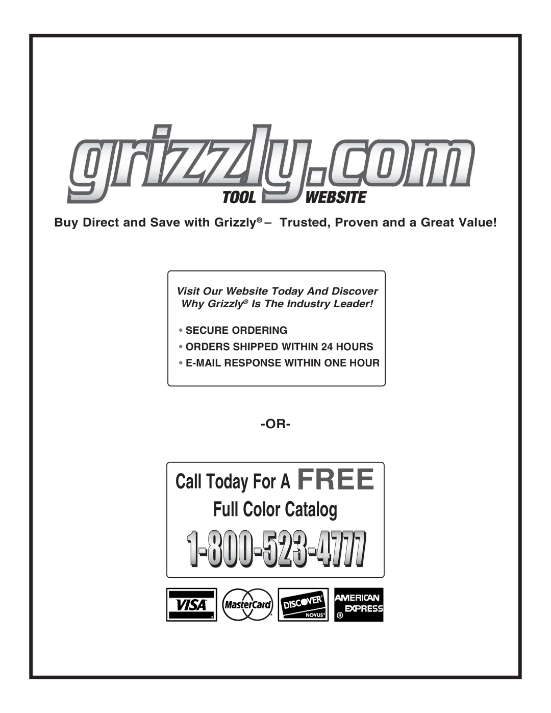 Grizzly G0615/G0616 manual #ALL 4ODAYD&ORO! &2%% 