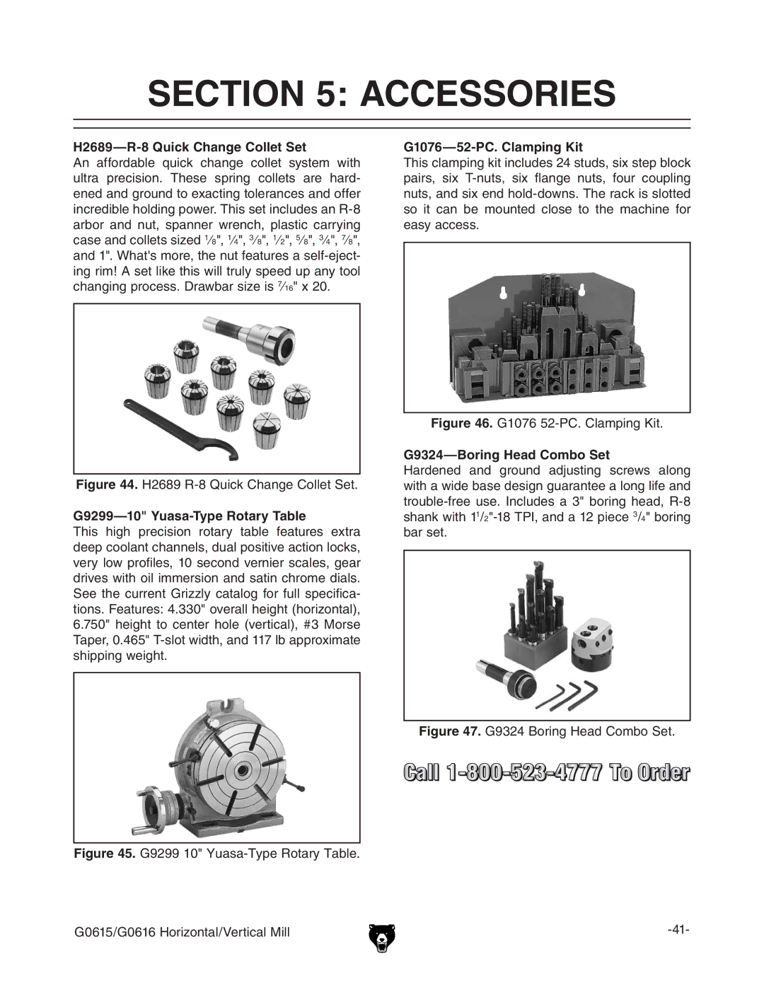 Grizzly G0615/G0616 manual #4/.  !##%33/2%3,  2 1UICK #HANGE #OLLETE3ET,  9UASA4YPE 2OTARYY4ABLE 