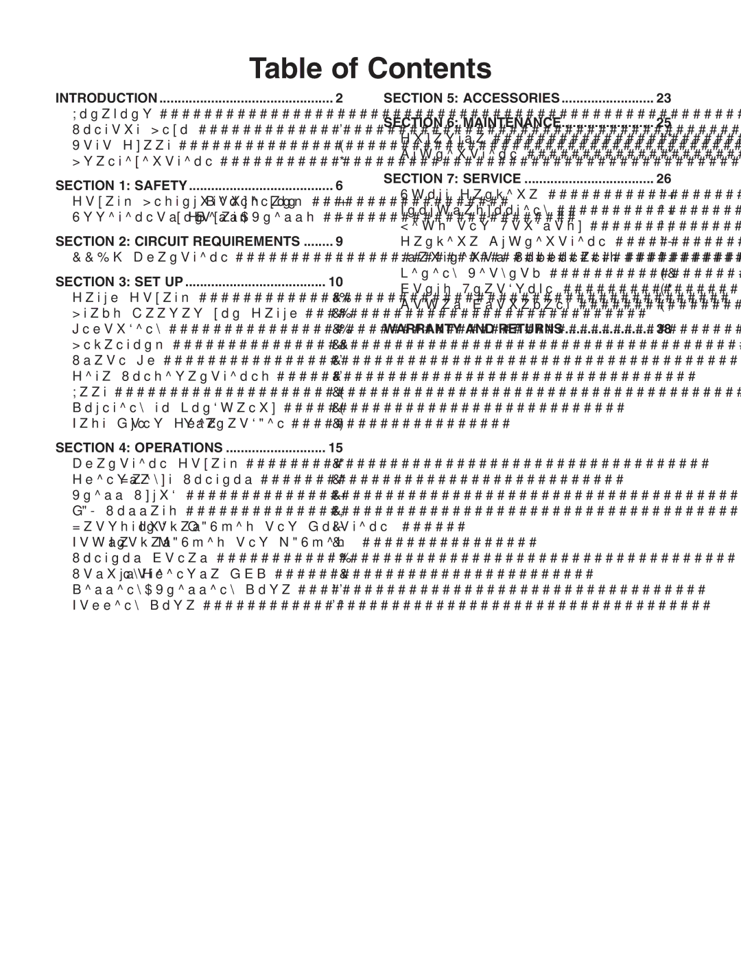 Grizzly G0619 owner manual Table of Contents 