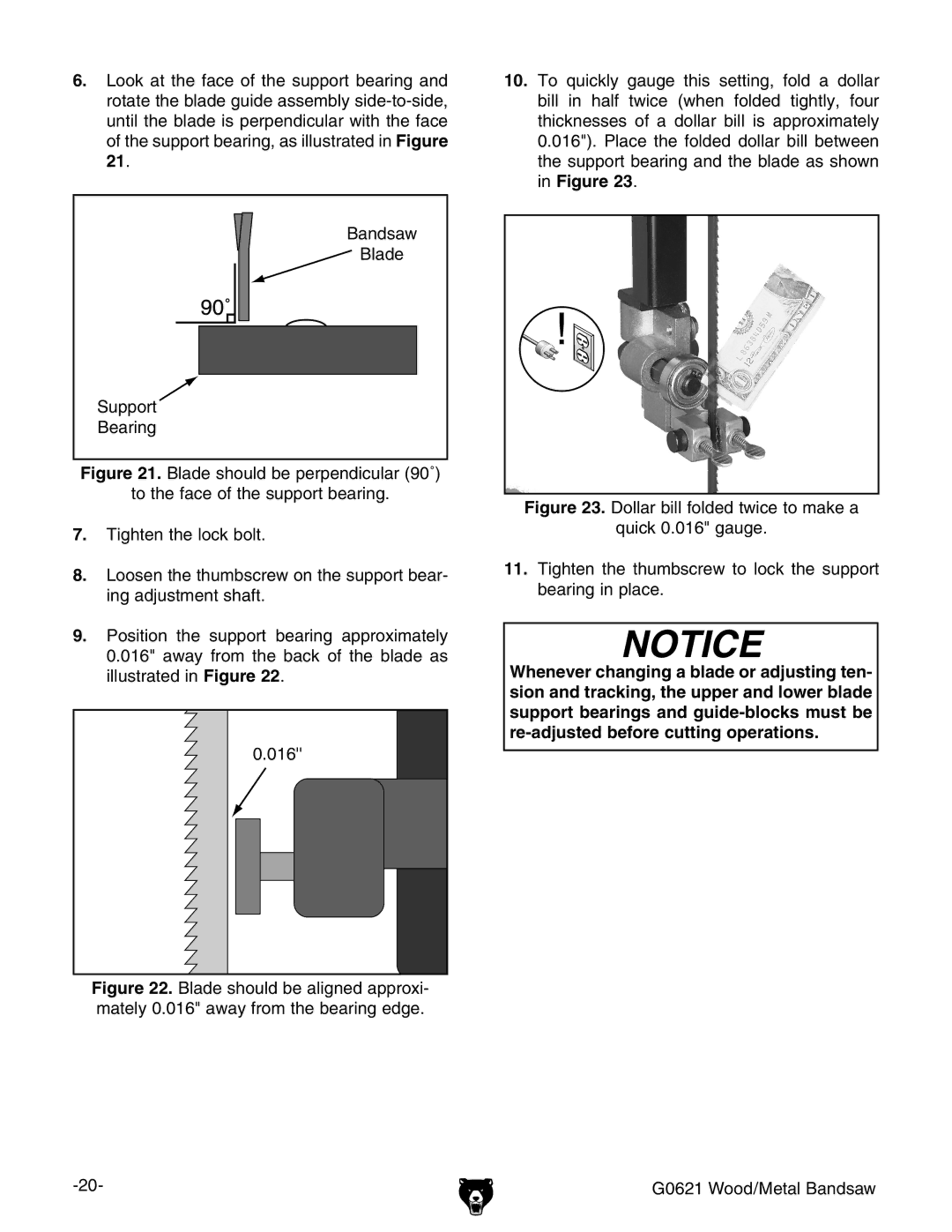 Grizzly owner manual G0621 Wood/Metal Bandsaw 