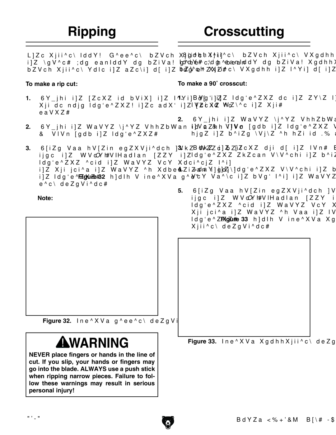 Grizzly G0621X owner manual Ripping, Crosscutting, To make a rip cut, To make a 90˚ crosscut 