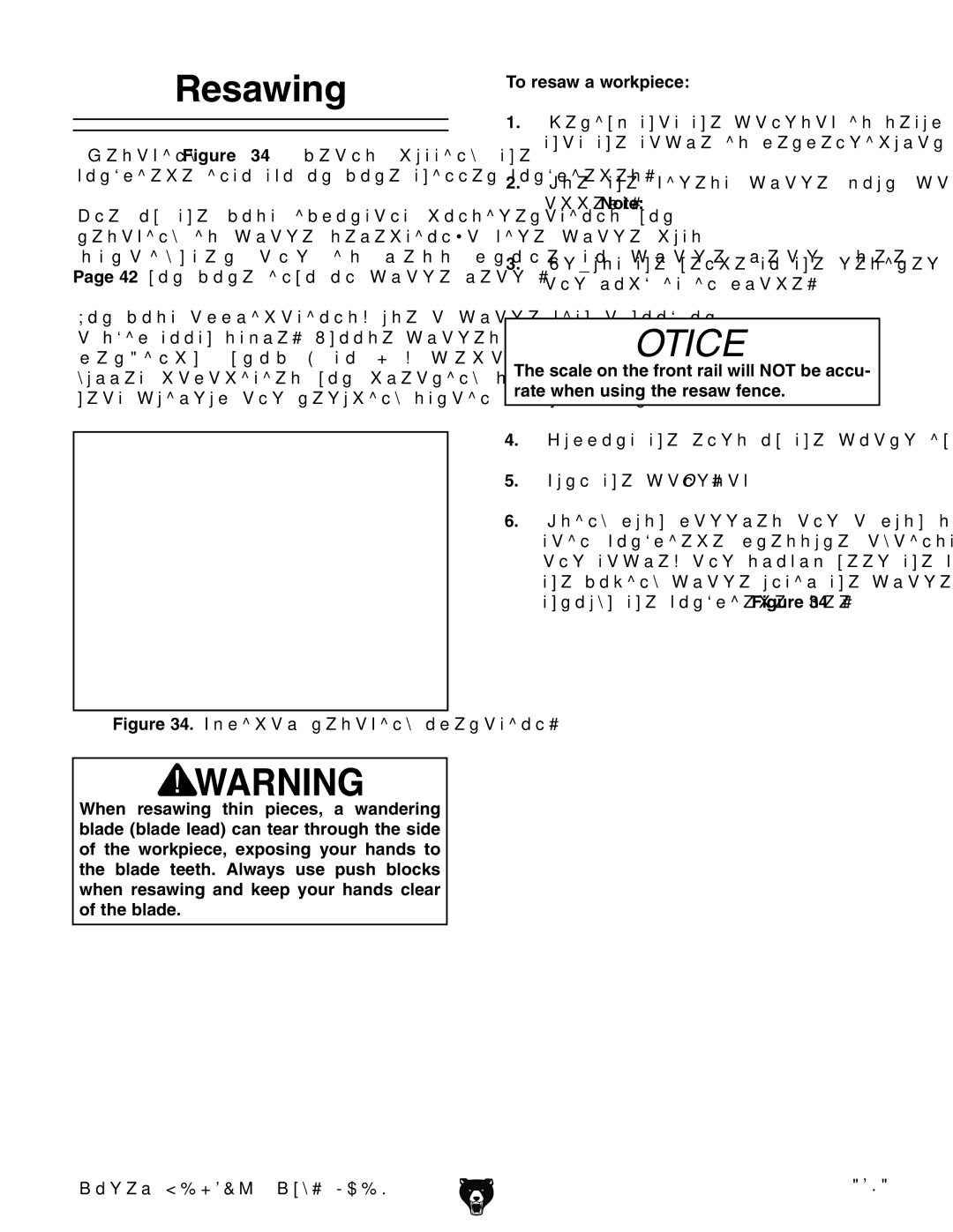 Grizzly G0621X owner manual Resawing, To resaw a workpiece 