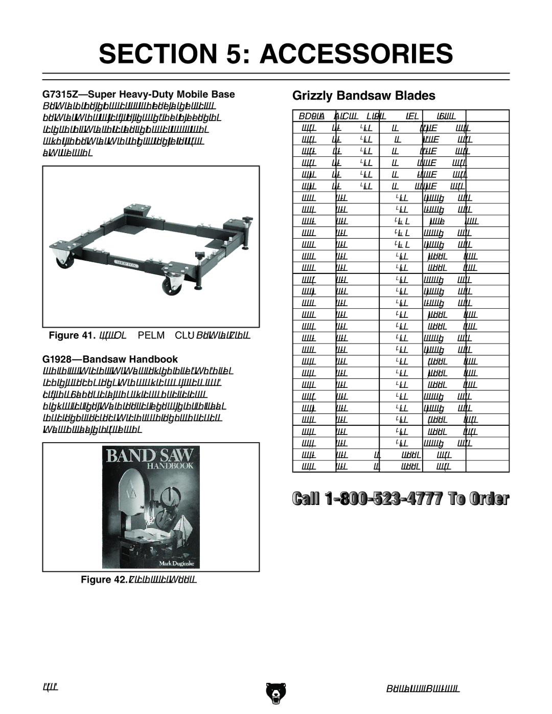 Grizzly G0621X Accessories, Grizzly Bandsaw Blades, G7315Z-Super Heavy-Duty Mobile Base, G1928-Bandsaw Handbook 