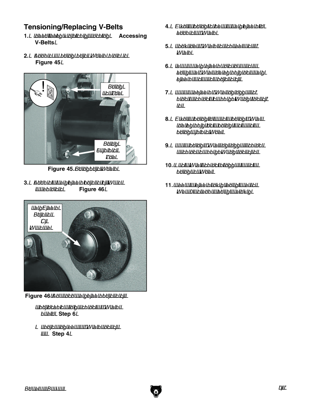 Grizzly G0621X owner manual Tensioning/Replacing V-Belts 