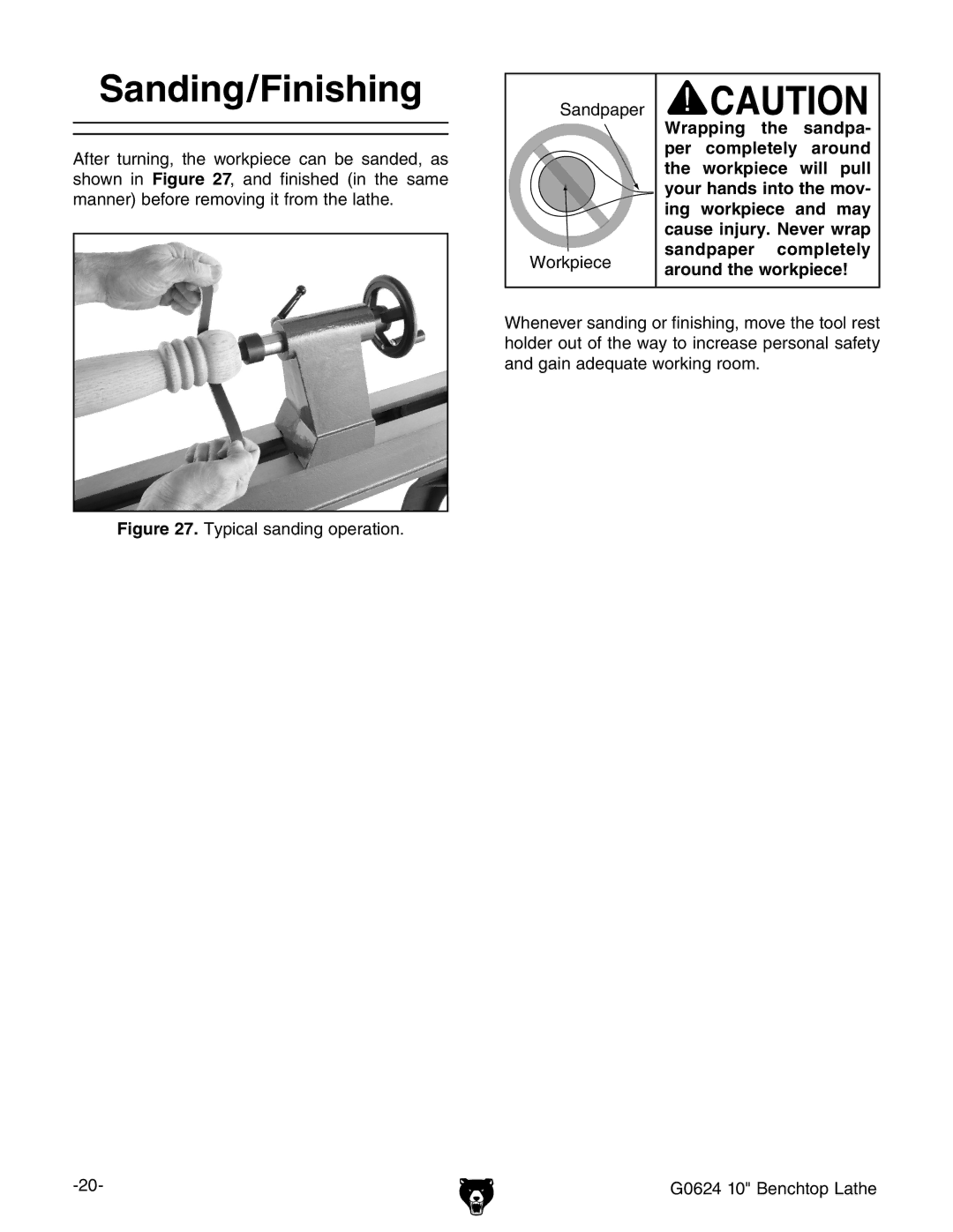 Grizzly G0624 owner manual Sanding/Finishing 