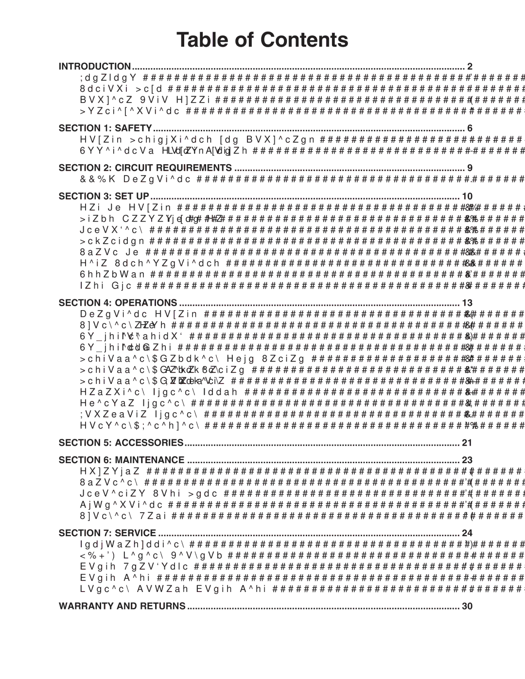 Grizzly G0624 owner manual Table of Contents 