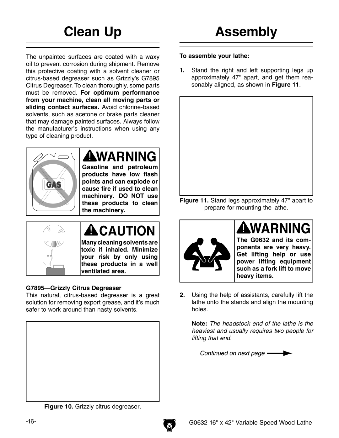 Grizzly G0632 owner manual Clean Up, Assembly, To assemble your lathe 