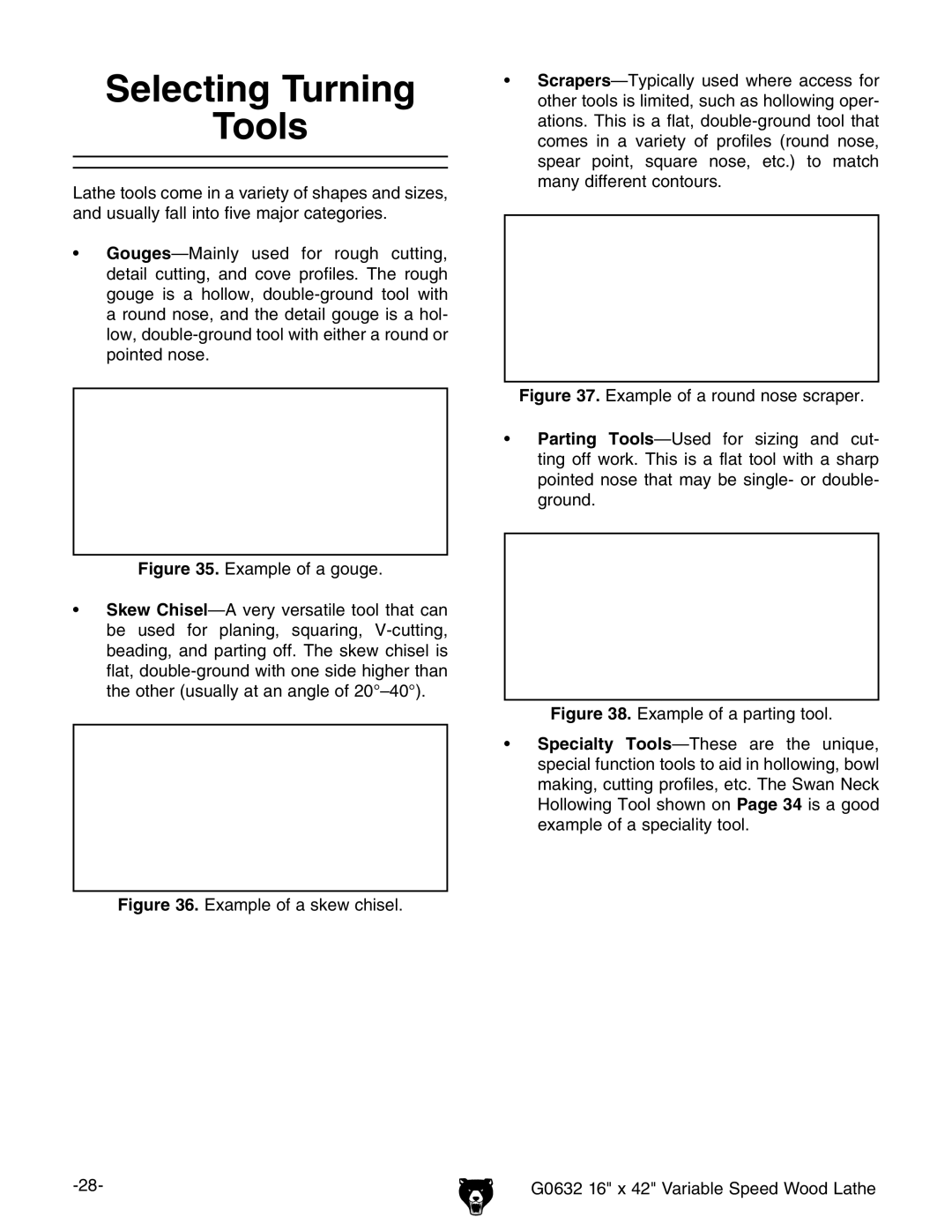 Grizzly G0632 owner manual Selecting Turning Tools 