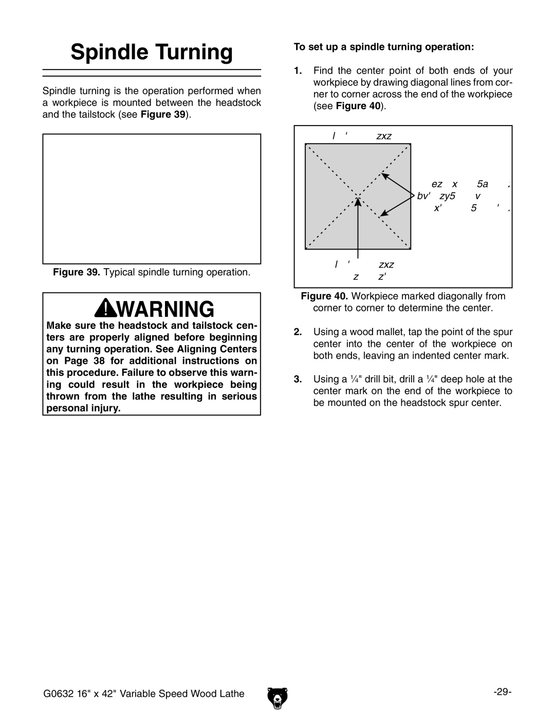 Grizzly G0632 owner manual Spindle Turning, To set up a spindle turning operation 