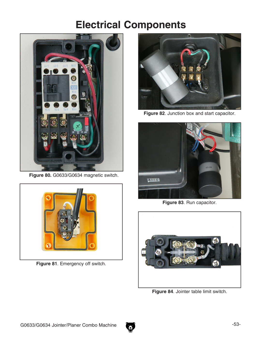 Grizzly owner manual Electrical Components, G0633/G0634 magnetic switch 