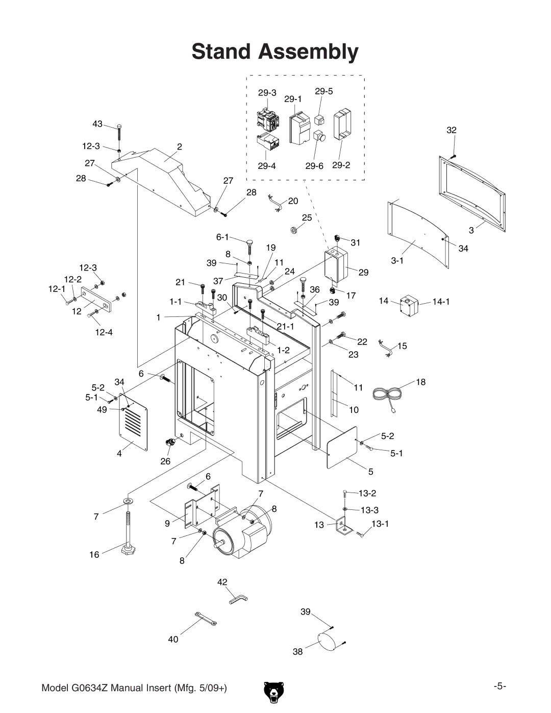 Grizzly G0634Z manual Stand Assembly 