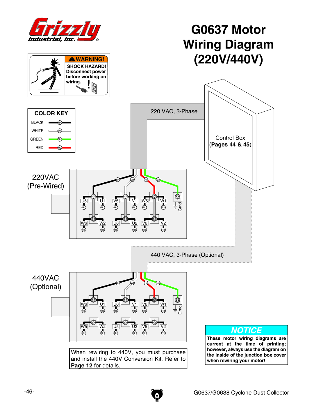 Grizzly G0637, G0638 owner manual Pages 44 