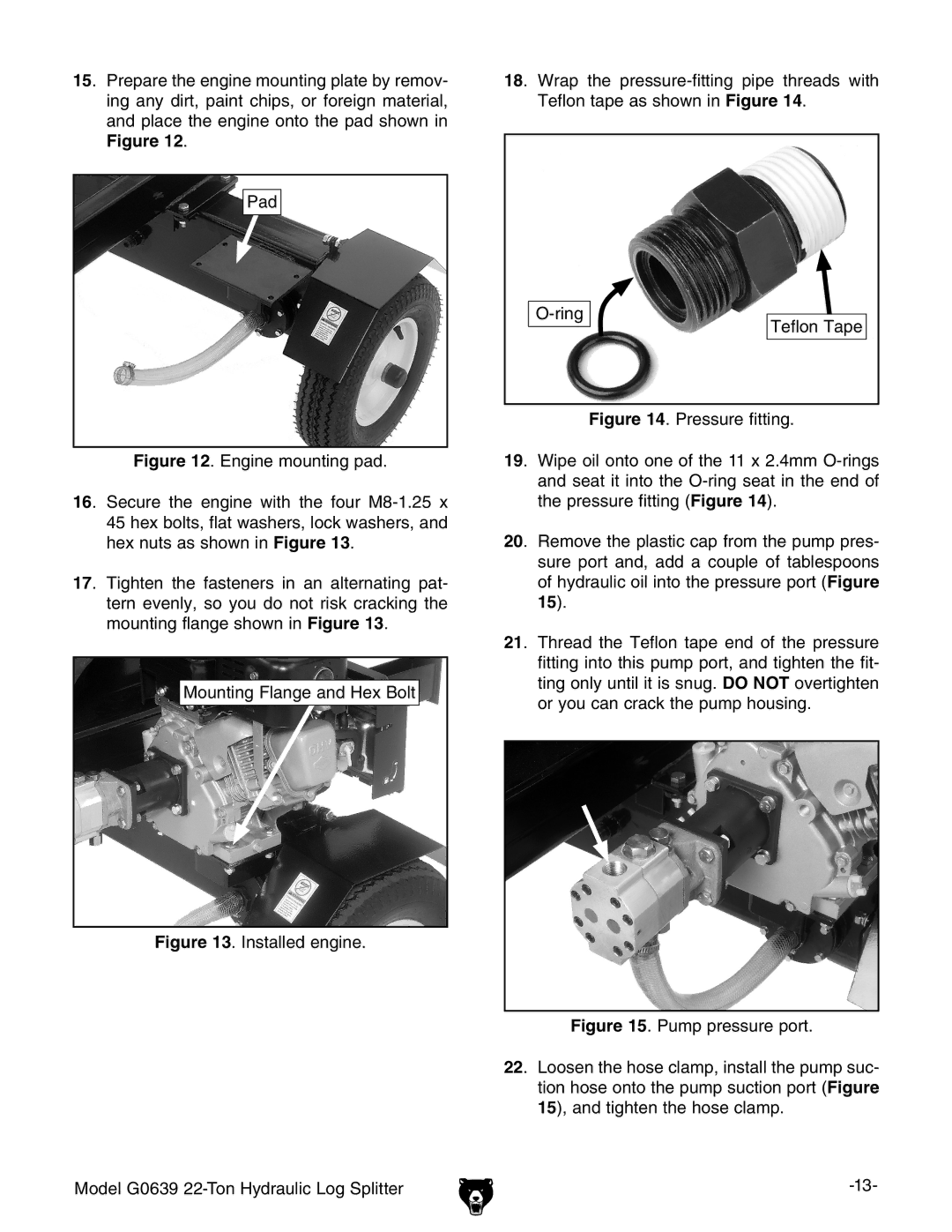 Grizzly G0639 owner manual Installed engine 