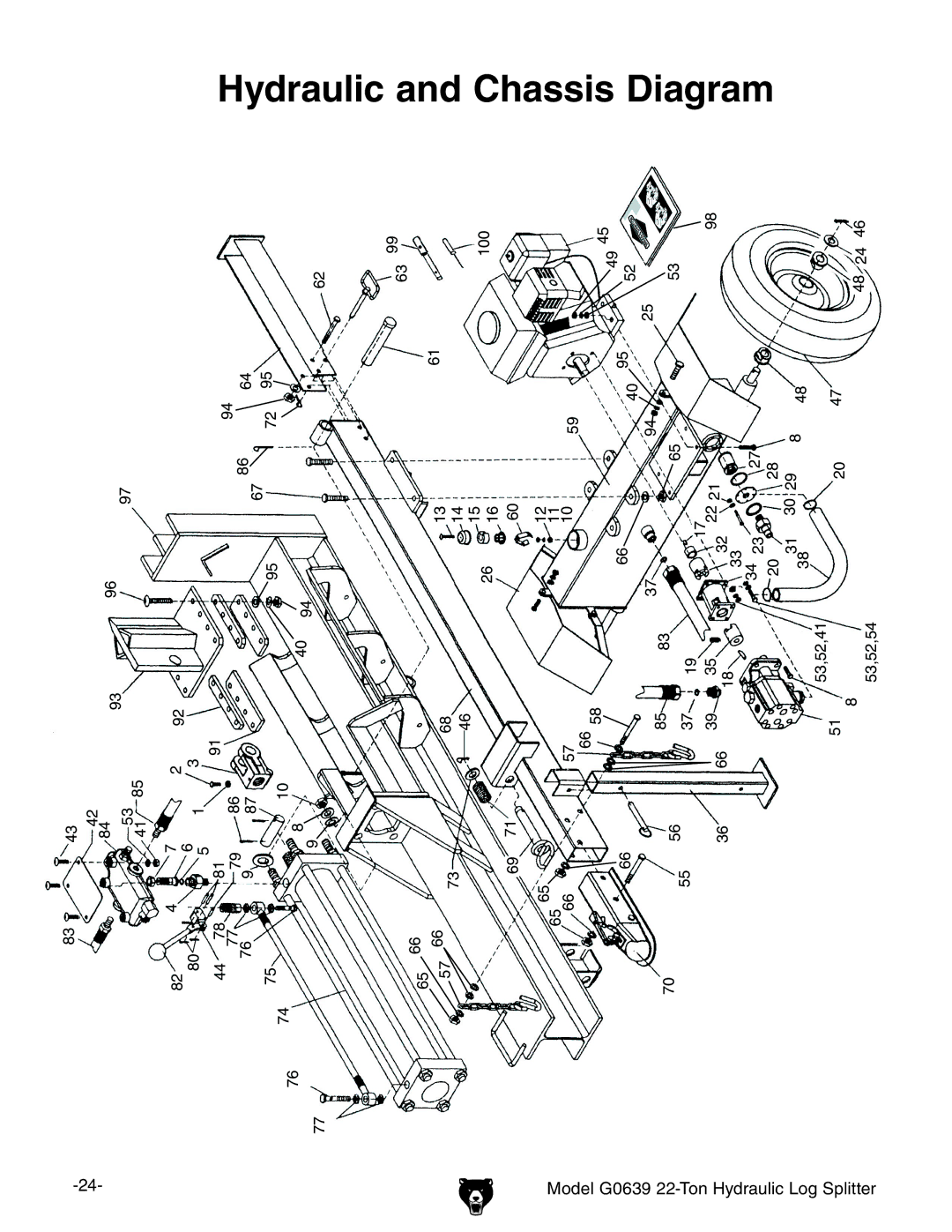 Grizzly G0639 owner manual Hydraulic and Chassis Diagram 