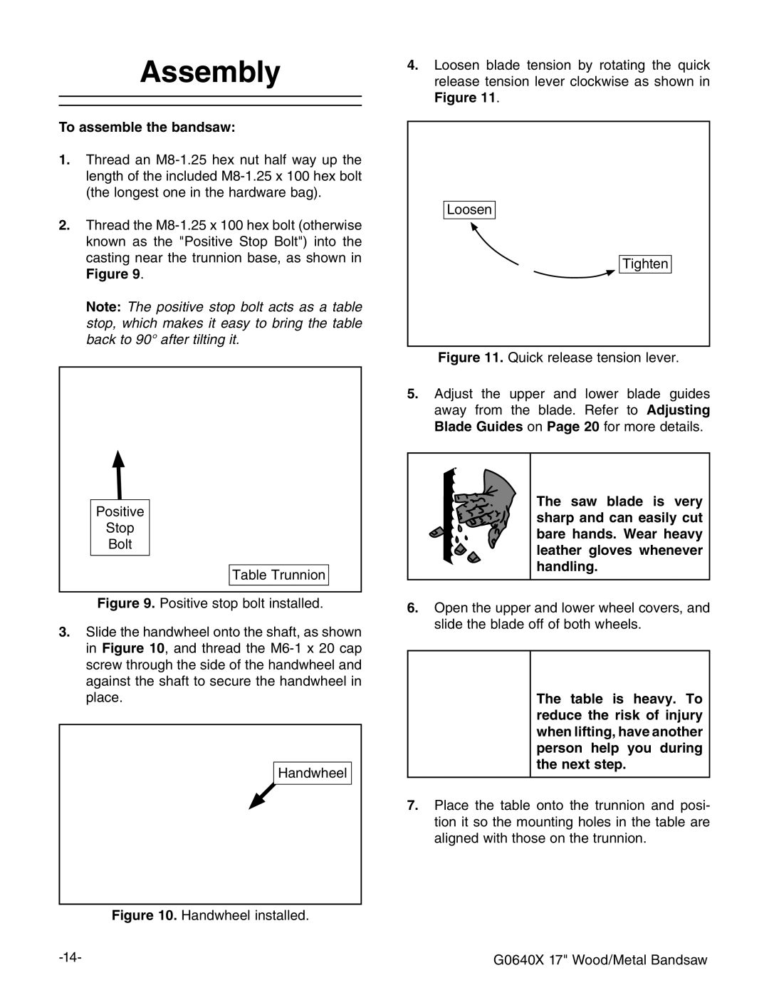 Grizzly G0640X owner manual Assembly, To assemble the bandsaw 