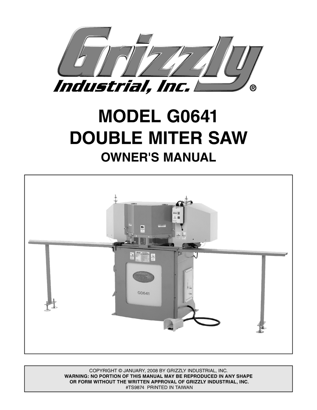 Grizzly owner manual Model G0641 Double Miter SAW 