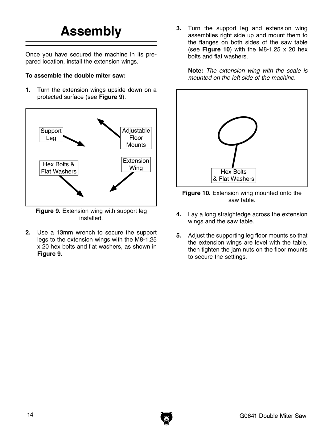 Grizzly G0641 owner manual Assembly, To assemble the double miter saw 