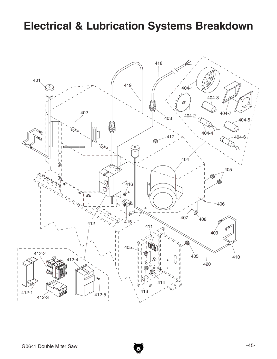 Grizzly G0641 owner manual Electrical & Lubrication Systems Breakdown 