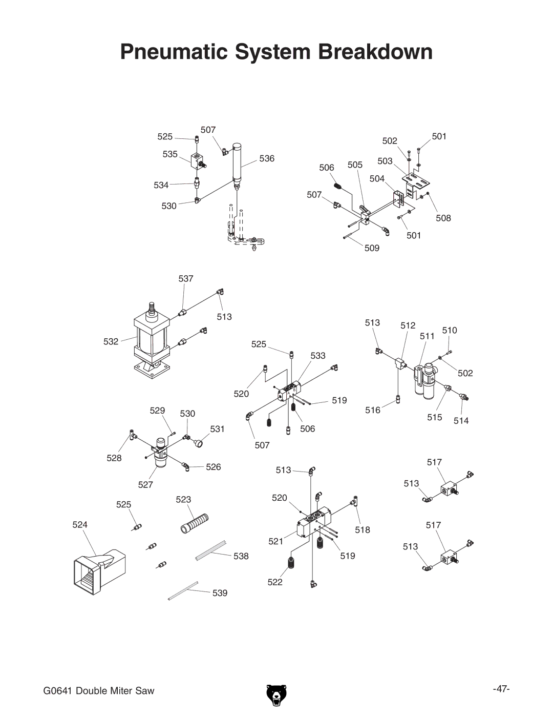 Grizzly G0641 owner manual Pneumatic System Breakdown 