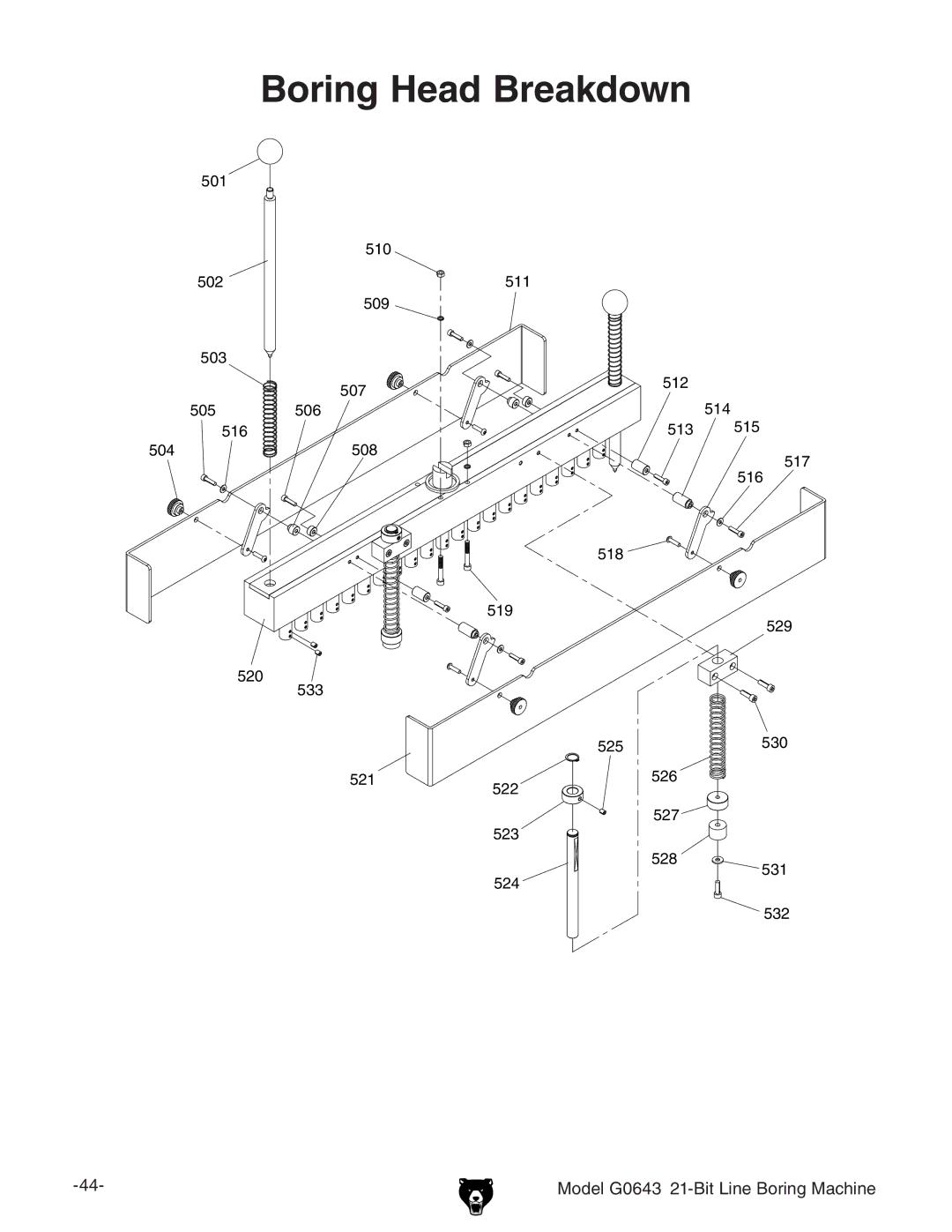 Grizzly G0643 manual Boring Head Breakdown 