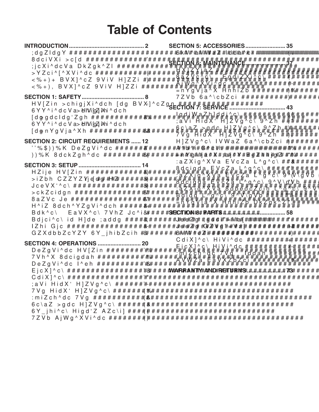 Grizzly G0646, G0647 owner manual Table of Contents 