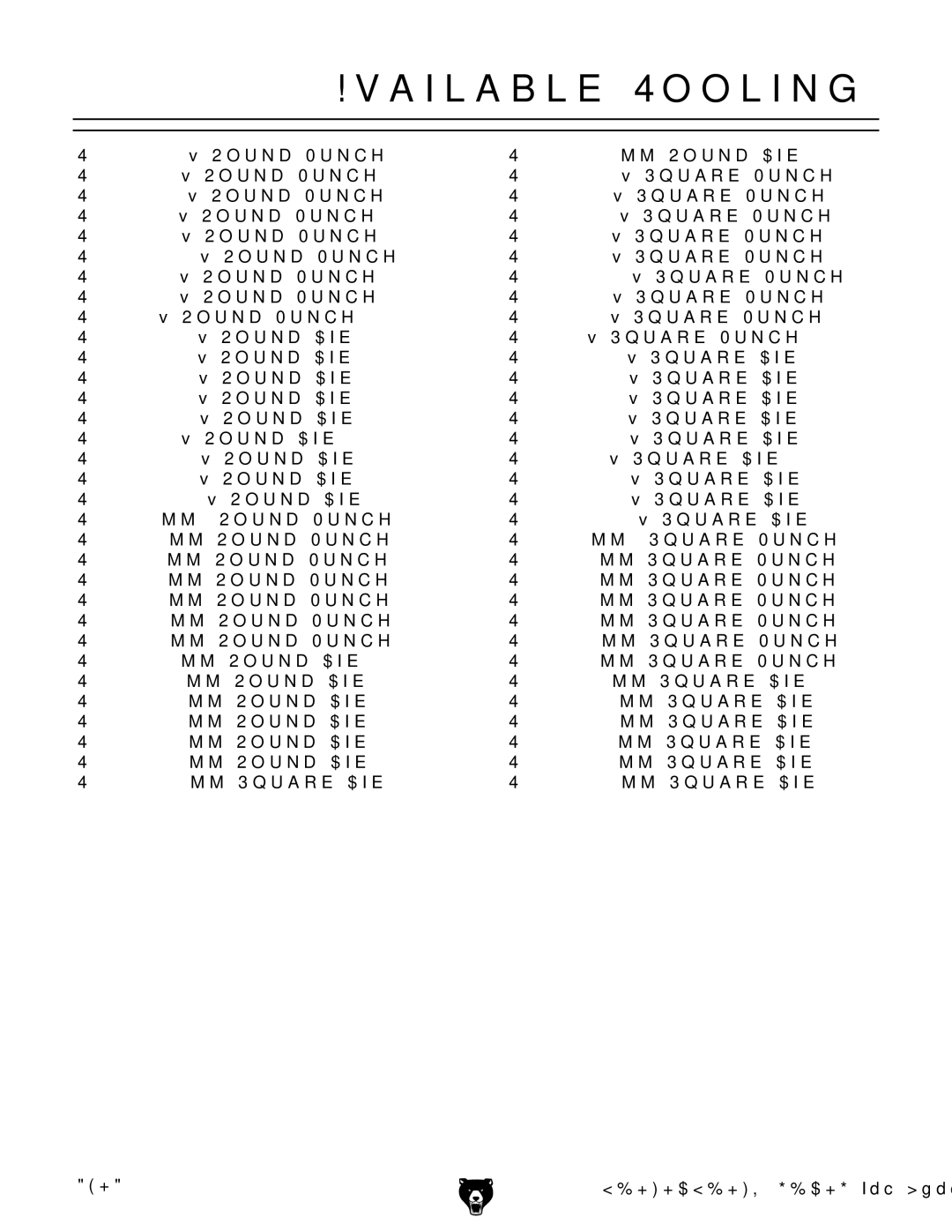 Grizzly G0647, G0646 owner manual Available Tooling 