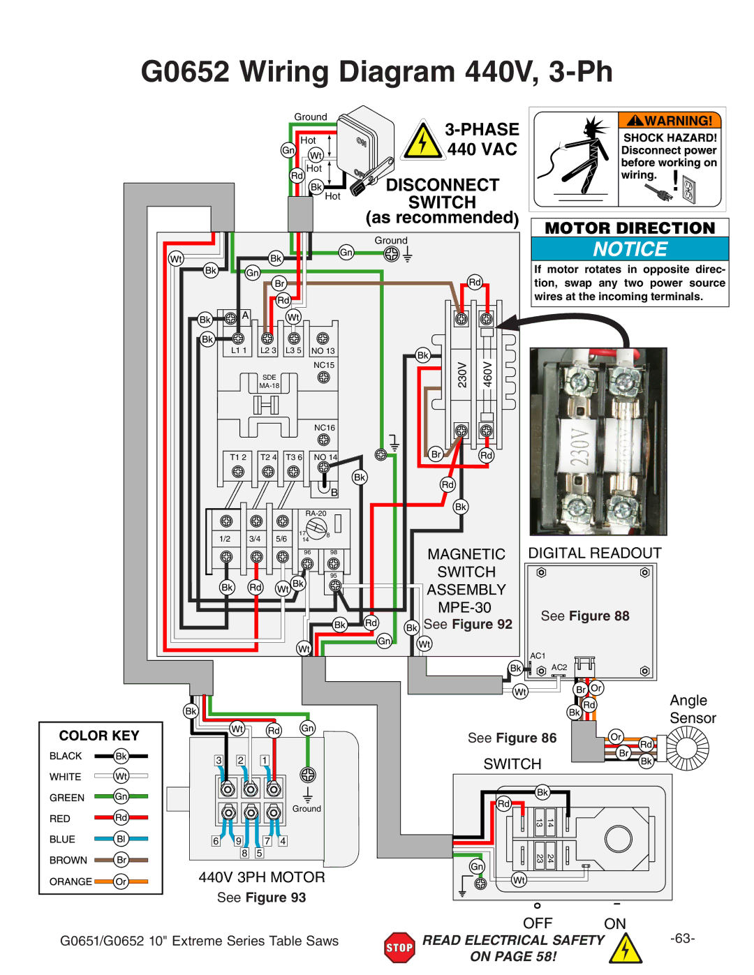 Grizzly G0651 owner manual G0652 Wiring Diagram 440V, 3-Ph, 440 VAC 