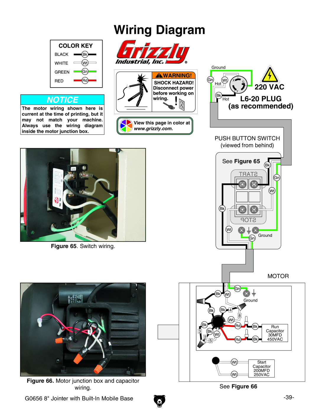 Grizzly G0656 owner manual Wiring Diagram, See Figure 