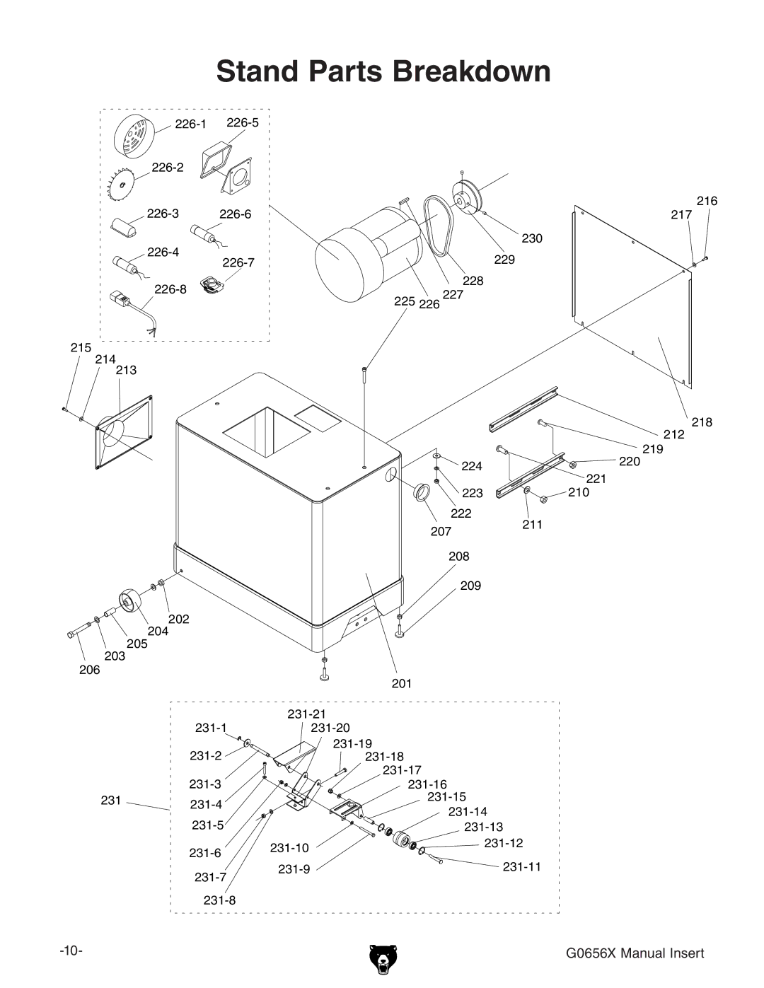 Grizzly G0656X manual Stand Parts Breakdown 