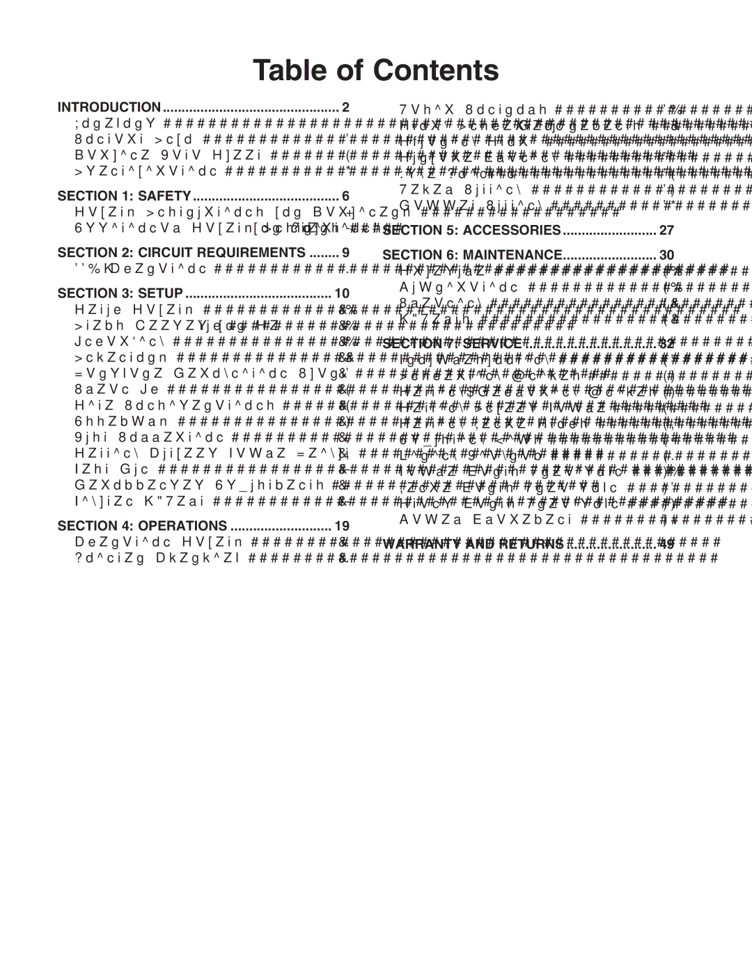 Grizzly G0656X manual Table of Contents 