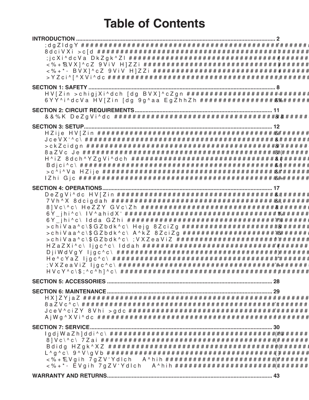 Grizzly G0657/G0658 owner manual Table of Contents 