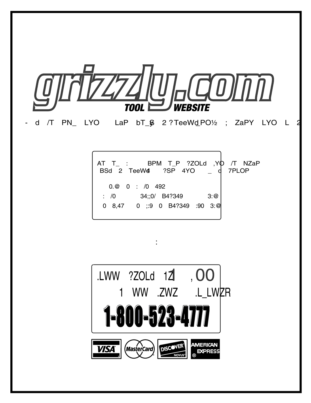 Grizzly G0658, G0657 owner manual #ALL 4ODAYD&ORO! &2%% 