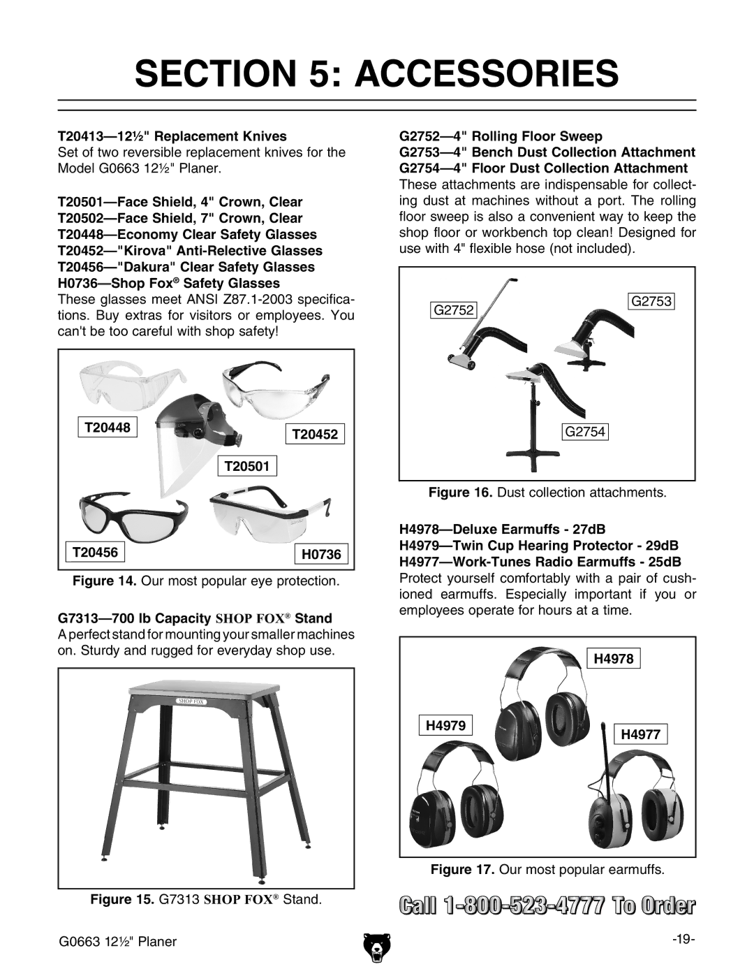 Grizzly G0663 owner manual Accessories 