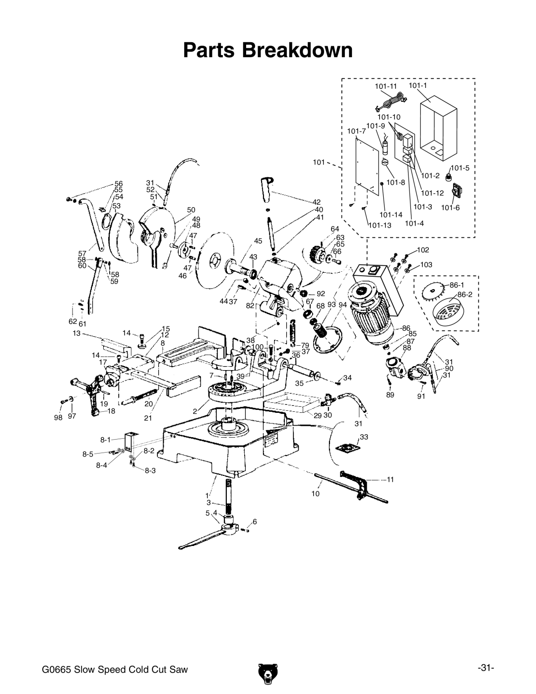 Grizzly G0665 manual Parts Breakdown 