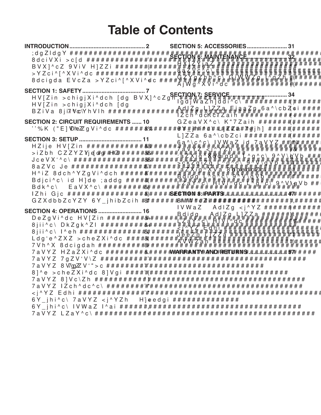 Grizzly G0668 owner manual Table of Contents 