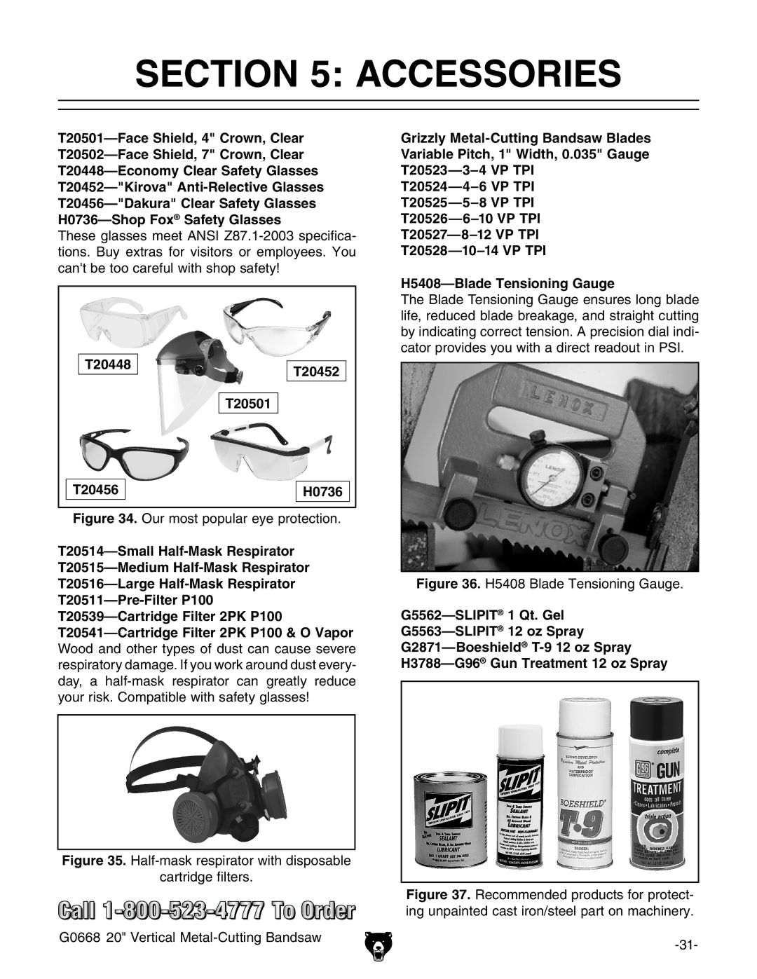 Grizzly G0668 owner manual Accessories, T20448T20452 T20501 T20456 H0736 