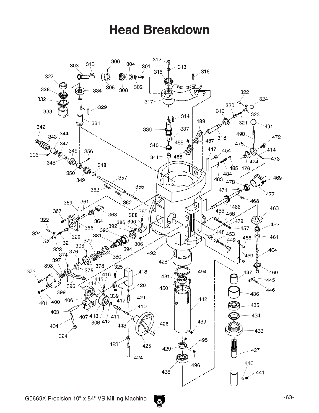 Grizzly g0669X owner manual Head Breakdown 