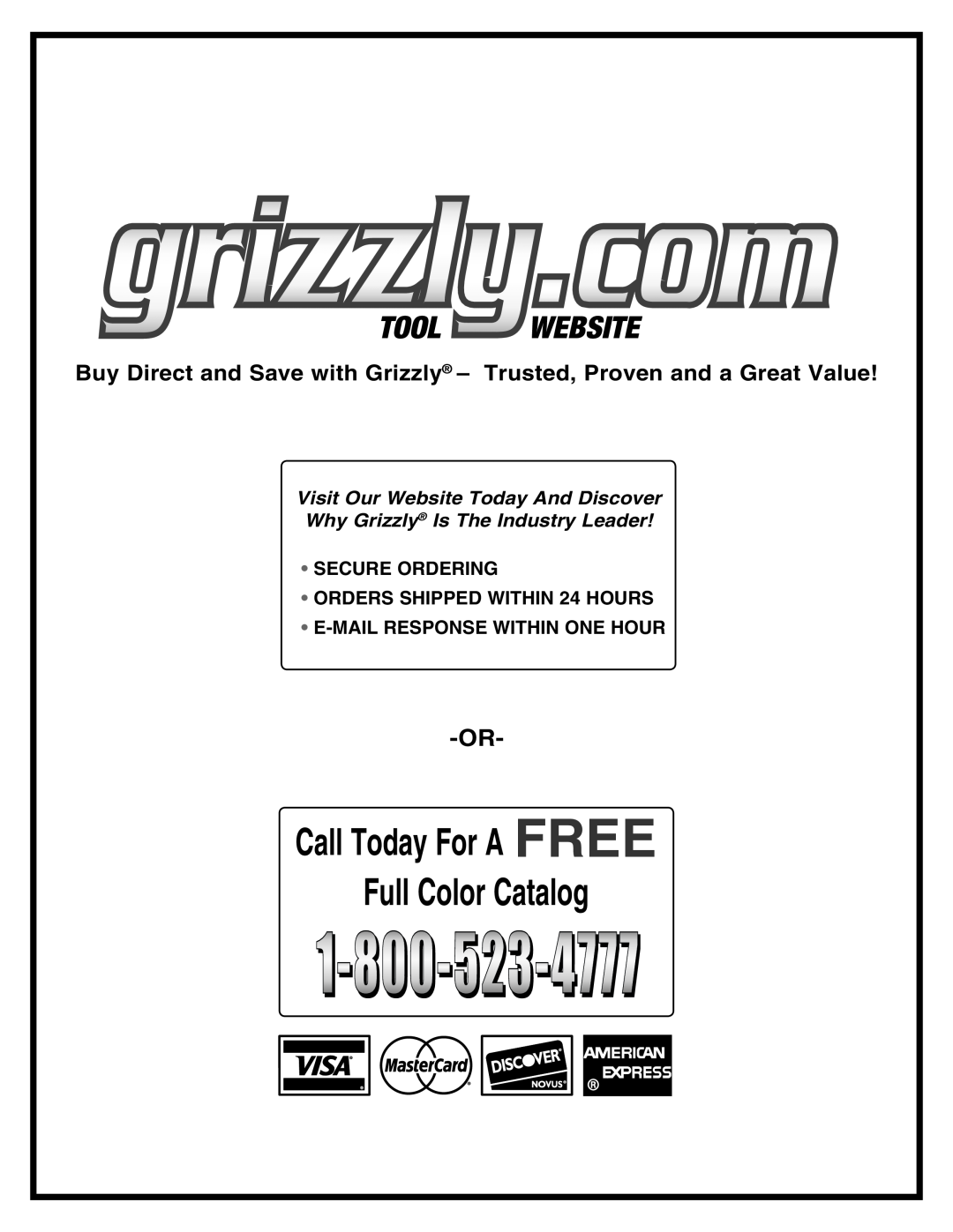 Grizzly g0669X owner manual Ull #Olorl#Atalog, s 3%#52% /2$%2, s /2$%23 300%$074.  /523, s %-!, 2%30/.3%274. /.%./52 